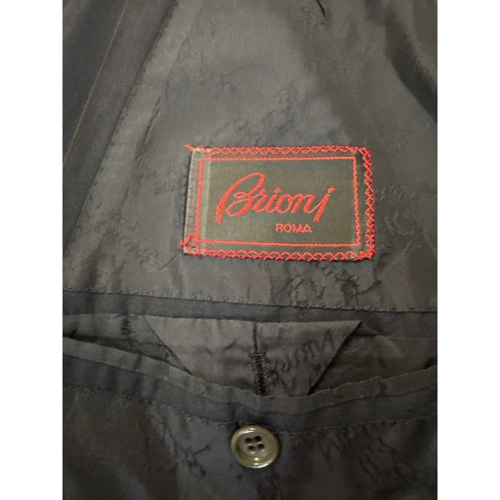 Brioni‎ Navy Pinstripe Double Breasted Blazer Sports Coat 44R Tiberio Flaminio
